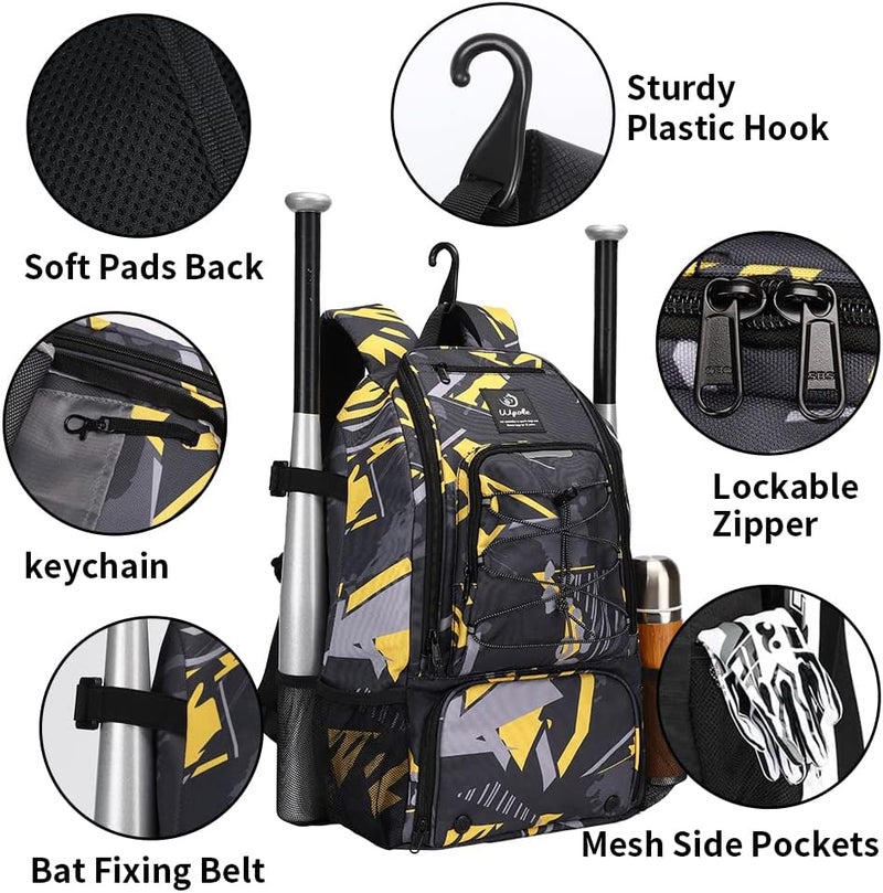 wpole Sports Baseball&Softball Bat Bag For Youth｜Adults, Baseball Equipment Backpack Bag with Shoe Compartment,Fence Hook,Holds Bat, Helmet, Glove - Image 3